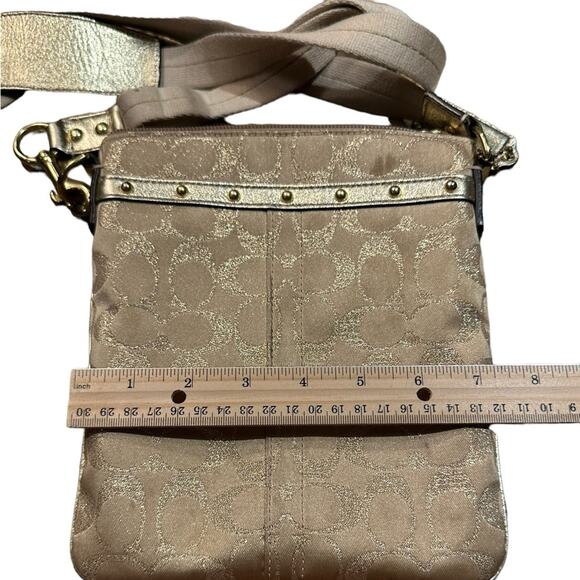 Coach Tan and Gold Crossbody Bag with Long Strap - Picture 8 of 8